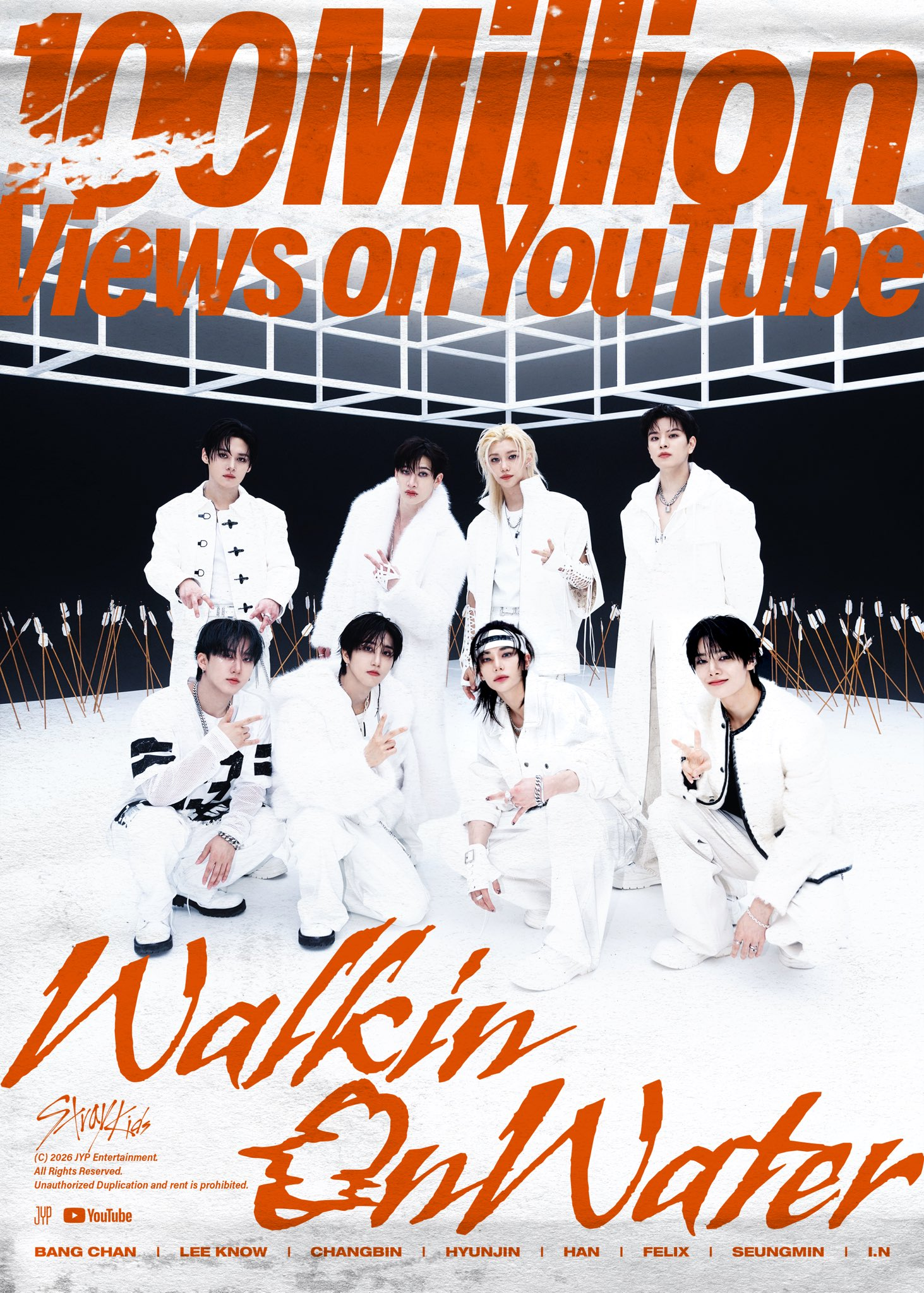 أغنية "Walkin On Water" لفرقة Stray Kids تصبح الفيديو الموسيقي الـ19 للفرقة الذي يصل إلى 100 مليون مشاهدة