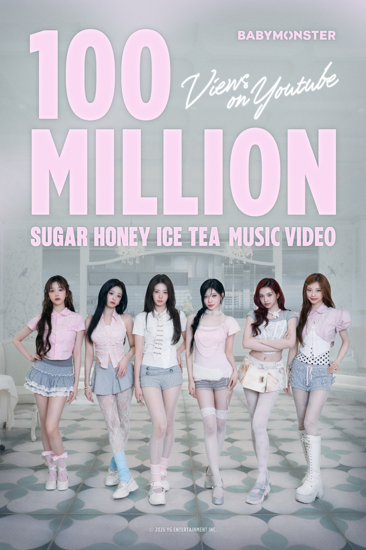 أغنية "SUGAR HONEY ICE TEA" لفرقة BABYMONSTER تصبح الفيديو الموسيقي الـ12 للفرقة الذي يحقق 100 مليون مشاهدة