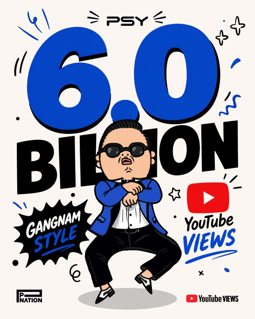 أغنية "Gangnam Style" لـPSY تصبح أول فيديو موسيقي لفنان آسيوي يحقق 6 مليارات مشاهدة أغنية "Gangnam Style" لـPSY تصبح أول فيديو موسيقي لفنان آسيوي يحقق 6 مليارات مشاهدة