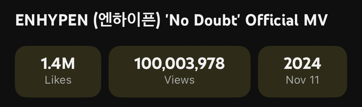 أغنية "No Doubt" لفرقة ENHYPEN تصبح رابع فيديو موسيقي لهم يحقق 100 مليون مشاهدة